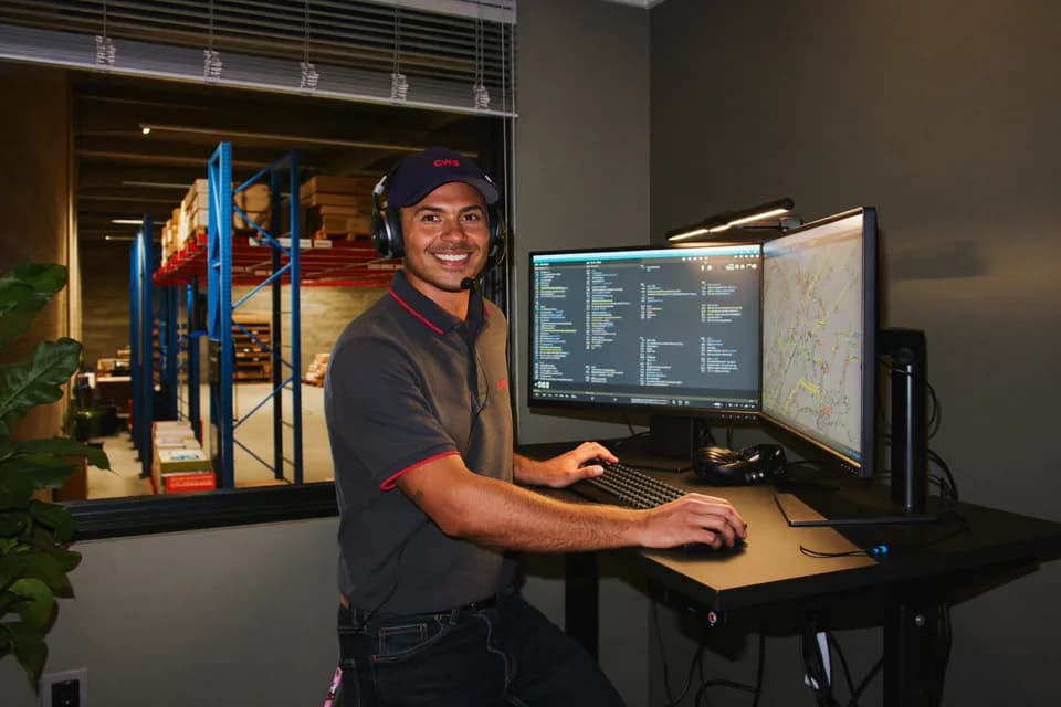 CWG dispatcher working route maps at the dispatch desk